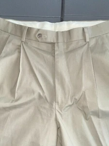 Pantalón Plisado Brooks Brothers Brookscool Talla 34x31.5 Beige Puños - Imagen 1 de 4
