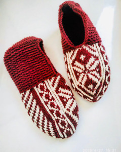 Women Hand knitted Slipper Socks with suede soles