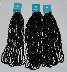 LOT 3 Hildie & Jo Black Glass Bead Strands Matte Seed Mixed Jewelry Crafts - Picture 1 of 6