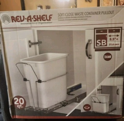 20-Quart Rev-A-Shelf Universal Trash Can Waste Bin Garbage Pullout Under counter - Image 1 of 4