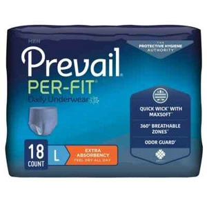 Prevail Adult Disposable Daily Underwear White Size Large 44”-58” 16 Count $16. - Picture 1 of 1