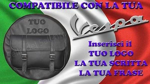 COPRIRUOTA VESPA VERA PELLE PERSONALIZZATO TASCA PORTA ATTREZZI VINTAGE RETRO - Picture 1 of 1