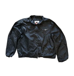 Vintage 90s Nike Windbreaker Jacket Snap Black Size Youth Medium (10-12) - Picture 1 of 9