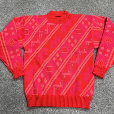 Suéter Demetre Vintage Mujer Medio Esquí Años 80 90 Geométrico Rosa EE. UU. Mezcla de Lana Foto 1 de 4