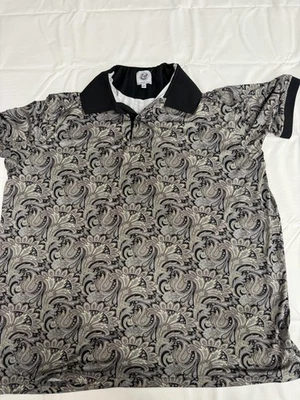 Lawrence & Finch Shirt Mens 2XL Black Paisley Polo Golf Casual Short Sleeve - Image 1 of 4