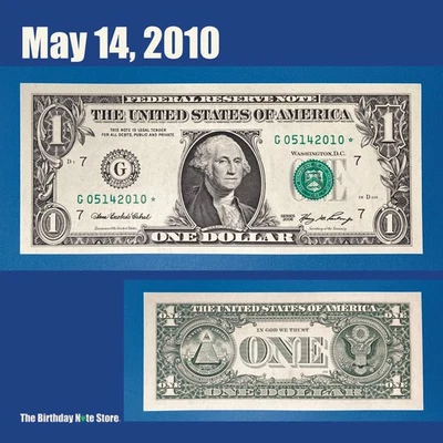 May 14, 2010 Birthday Anniversary $1 One Dollar Bill Serial Number 05142010  - Image 1 of 2