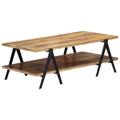Coffee Table Brown Solid mango wood, powder-coated steel Medium - Image 1 of 4