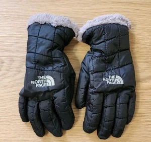 Girls North Face Winter Gloves Quilted Puffer Black/Grey Size Medium  - Picture 1 of 6
