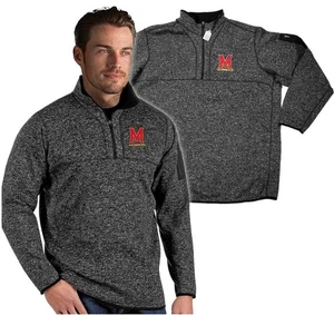 UNIV OF MARYLAND Mens Black FORTUNE 1/4 ZIP SWEATER FLEECE PULLOVER Mint! 3XL - Picture 1 of 3