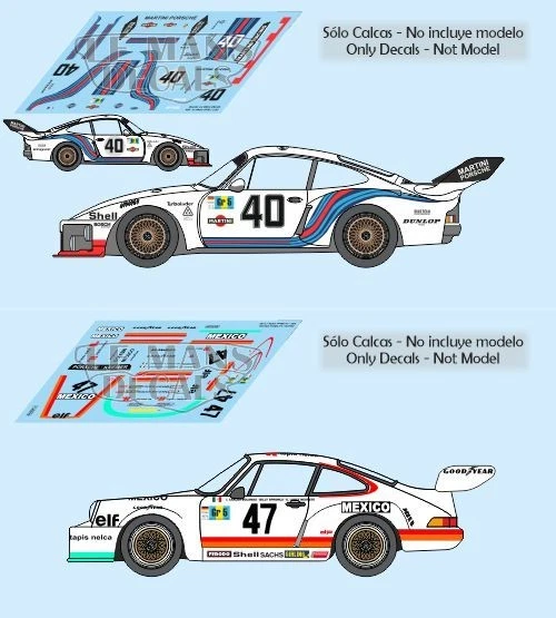 Decals Porsche 935 Le Mans 1976 40 47 1:32 1:43 1:24 1:18 slot Kremer calcas - Imagen 1 de 1