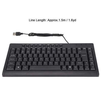 Mini Keyboard Home Office Desktop Computer Laptop 95 Keys Black Mini Wired USB - Image 1 of 4