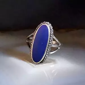 Ring Silber 925 Lapislazuli anmutig edel zeitlos klassisch 16 mm vintage - Bild 1 von 6