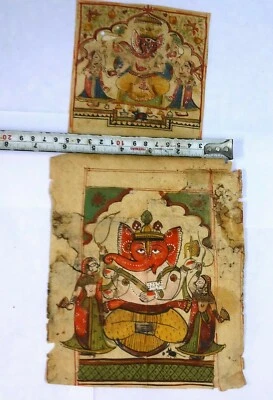 Старый лорд Ганеша ручной работы камень акварель бумага живопись  - Изображение 1 из 4