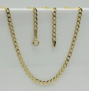 375 9ct Real Gold 3mm Curb Chain Solid 9K Men&Women Necklace 18 Inch New - Picture 1 of 9