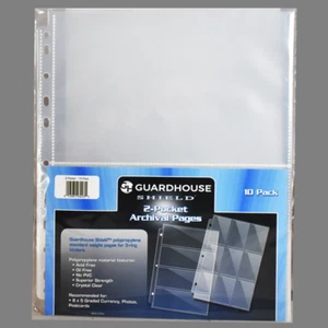 GuardHouse Shield 2 Pocket Banknote Album Pages for 3 and 4 Ring Binder 10 Pak - Picture 1 of 1