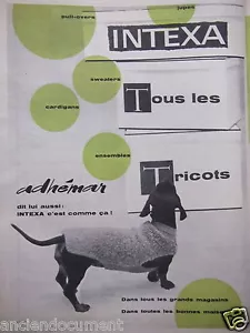 PUBLICITÉ 1955 INTEXA ADHEMAR TOUS LES TRICOTS - ADVERTISING - Picture 1 of 1