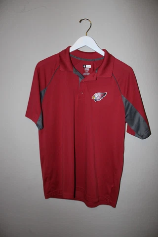 NFL Arizona Cardinals Red with Grey Detailing Short Sleeve Polo Large Cover