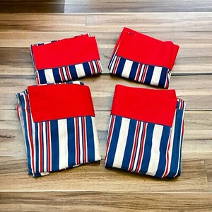 VINTAGE Pacific Double 2 Flat Sheet 2 Pillowcases Set Stripe 70s Retro Red White - Picture 1 of 23