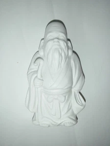ORIGINAL ARNART CREATION 5.75" BUDDA FIGURINE WHITE UNGLAZED PORCELAIN ROBE STAF - Picture 1 of 8