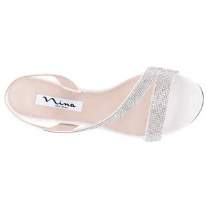 Nina Nieves LS Ivory Luster Satin Strappy Dressy Sandal ~ Size 7 M - Picture 1 of 5
