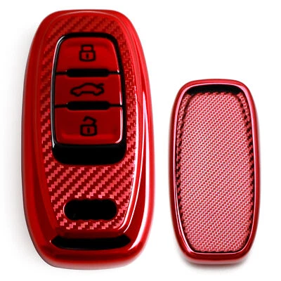 Funda protectora roja con llavero TPU de carbono para Audi A3 A4 A5 A6 A7 A8 Q3 Q5 Q7 TT Foto 1 de 4