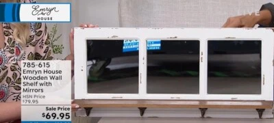 2 estantes de pared de madera con espejos y gancho de Emryn House 27" x 9" 1 precio para 2 Foto 1 de 4