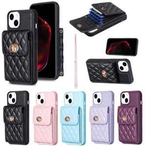 Hülle für iPhone 14 13 12 11 XS X Pro Max Luxus Leder Geldbörse Kartenhalter Etui - Bild 1 von 31