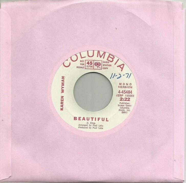 KAREN WYMAN "BEAUTIFUL (STEREO/MONO)" 45 Carole King - Image 1 of 1