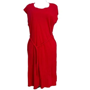 89th + Madison Red Tie Waist Midi Dress Slit Back Womens Plus Size 1X Casual $60 - Picture 1 of 15