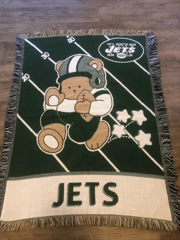 New York NY Jets Woven Baby Throw Blanket 42”X32” NFL The Northwest Company USA Cover