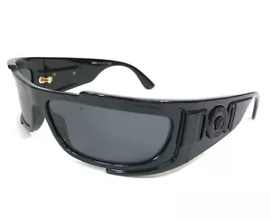 Versace Sunglasses MOD.4446 GB1/87 Shiny Black Wrap Frames with Dark Gray Lenses - Picture 1 of 13