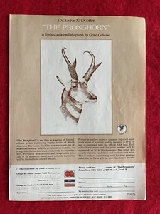 Vintage 1976 Print Ad The Pronghorn NRA Limited Lithograph Advertisement - Picture 1 of 6