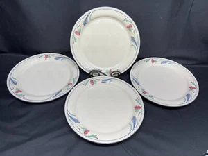 Lenox "POPPIES ON BLUE" Chinastone ~ USA ~ Set of 4 ~ Dinner Plates ~ 10 3/4" - Picture 1 of 8