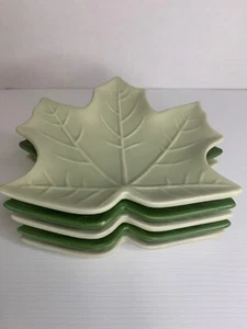 IQ Accessories Green Cream Ceramic Leaf Spoon Rest Fall Autumn Trinket Candy - Picture 1 of 12