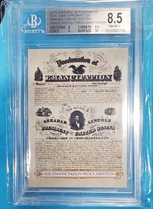 2015 historic autographs civil war  emancipation proclamation bgs 8.5