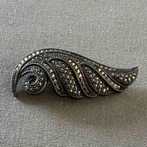 Broche Pin Marcasita Vintage Firmado Judith Jack JJ Plata Esterlina - Imagen 1 de 8