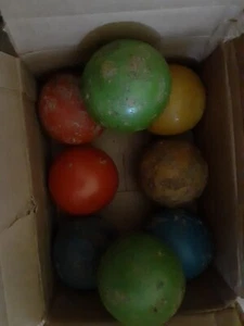 Antique/Vintage WOOD BOCCE BALL Set~ 8 Balls Unmarked - Picture 1 of 4