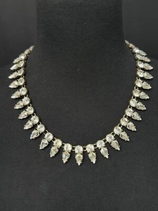 Vintage J CREW GOLD Tone RHINESTONE Spiked Statement Necklace EUC 23” - Picture 1 of 8