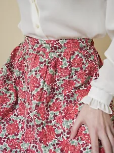 Handmade cottagecore floral vintage midi skirt 12 14 UK with front pockets - Picture 1 of 5