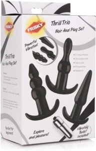 Brand New Sealed Frisky Thrill Trio Anal Plug Set Black Powerful Vibration - Picture 1 of 2