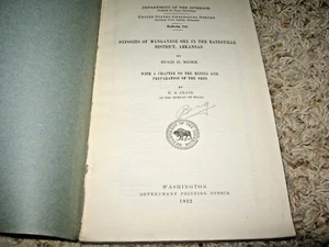 USGS BULL. 734 DEPOSITS MANGANESE ORE BATESVILLE DISTRICT ARKANSAS 1922 W/ MAP - Imagen 1 de 12