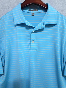 Golf Peter Millar Summer Comfort para hombre grande azul/naranja a rayas S/S - Imagen 1 de 4