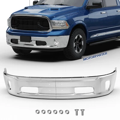 Chrome Front Bumper Face Bar for 2013-2018 RAM 1500 19-24 RAM classic W/ Fog Foto 1 de 4