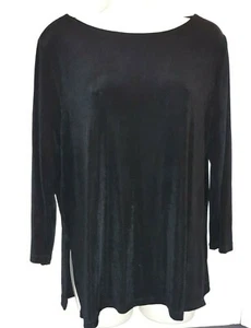 Chicos Travelers Slinky Criss Cross Back Top Size 2 ¾ Sleeve Black Classic 12 - Picture 1 of 12