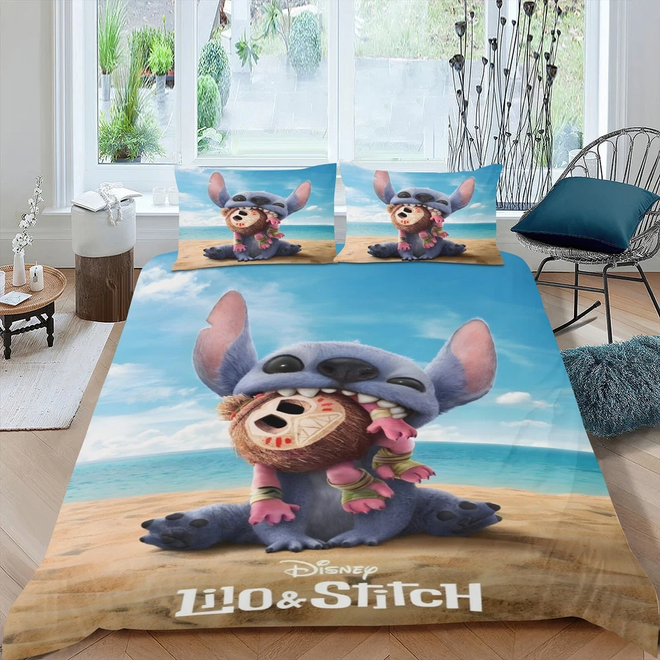 3Pcs Bedding Sets Lilo & Stitch Duvet Cover Sets All Season for Kids Lightweight - Image 1 of 4