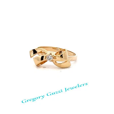 14KT. Yellow Gold Diamond Bow Ring (Size 6.25) - Image 1 of 4