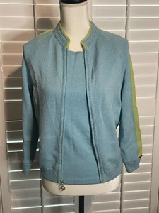 ST. JOHn SPORT - Conjunto de chaqueta y tanque con cremallera frontal azul y verde - para mujer talla P - Imagen 1 de 9