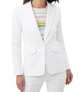NEW Trina Turk Habanero 3 Blazer Size 16 Textured Lined Women's White USA Made - Picture 1 of 12