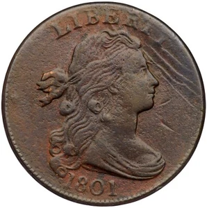1801 S-213 R-2 Draped Bust Large Cent Coin 1c - Picture 1 of 2