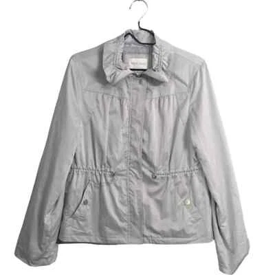 Белый дом черный рынок WHBM серебряный дождевик спереди молнии талии шнурок - Изображение 1 из 4